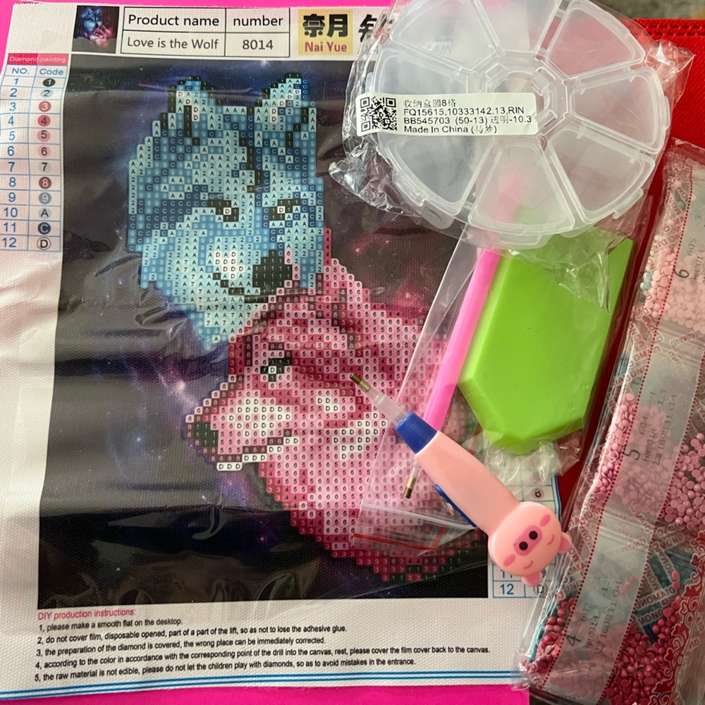 Diamond painting kit for kids lone wolf